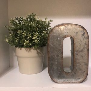 Galvanized Tin/Silver Letter “O”